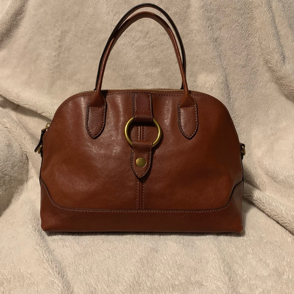 FRYE Ring Dome Satchel in Cognac